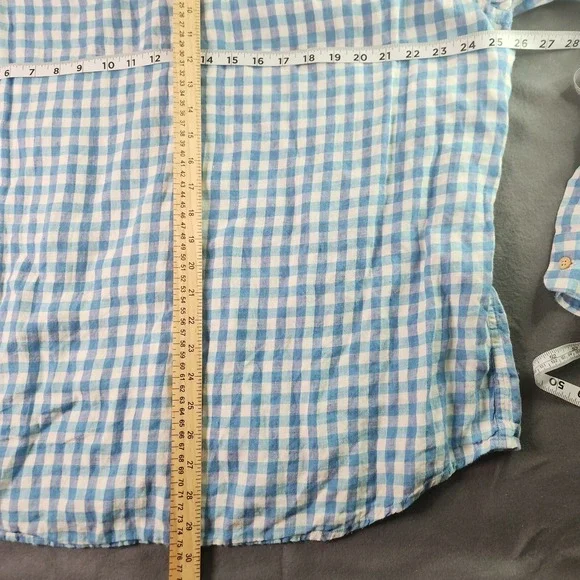 Jos A Bank 100% Linen Shirt Mens‎ XL Blue checkered button up Long Sleeve - Picture 4 of 6